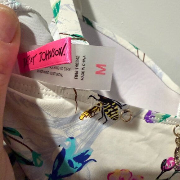 Betsey Johnson White Floral Bees 1 Piece Swimsuit Lined M - Picture 4 of 4